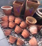 Oude terracotta bloempotten stenen potten diverse, Tuin en Terras, Bloempotten, Gebruikt, Rond, Ophalen of Verzenden, Balkon