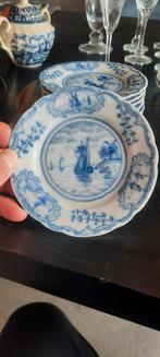 9x oud Delfts Blauw Bordje met Zeilboot, Ophalen