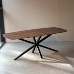 tafel bruin 200x100 japandi brown met spin poot Deens ovaal, Ophalen, 50 tot 100 cm, Ovaal, Nieuw