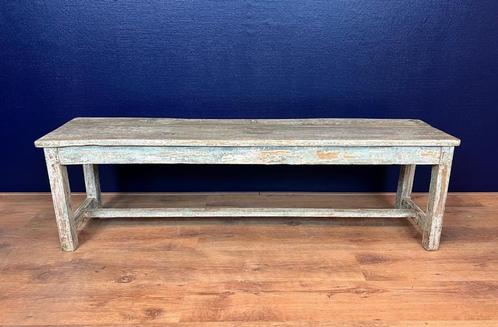 Houten Bank Indira Blauw 150 X 35 X 46 Lichtblauwe was, Huis en Inrichting, Banken | Bankstellen, Nieuw, Rechte bank, Driepersoons