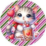 L293 ouwel  kat 20x4,7cm eetbare cupcake rondjes eetpapier, Ophalen of Verzenden, Nieuw, Cupcakes, Versiering