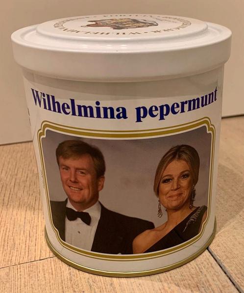 Wilhelmina pepermunt blik, Verzamelen, Koninklijk Huis en Royalty, Zo goed als nieuw, Ophalen of Verzenden
