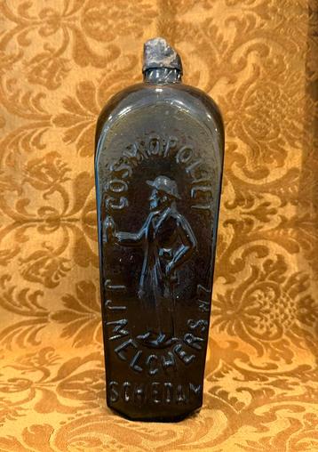 Antieke fles, Cosmopoliet J.J. Melchers Schiedam. Ca. 1900 beschikbaar voor biedingen