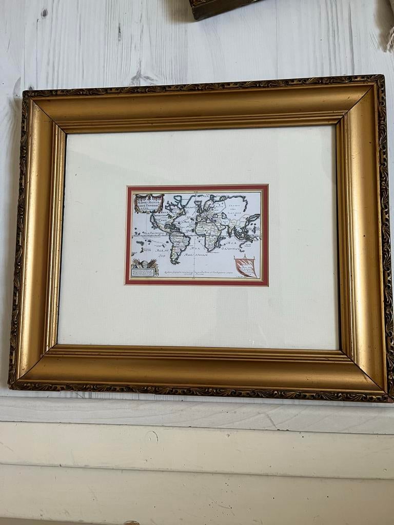 Oude Wereldkaart in Lijst, Ophalen of Verzenden