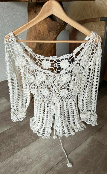 Gehaakt bohemian Ibiza zomer vestje  off white S beschikbaar voor biedingen