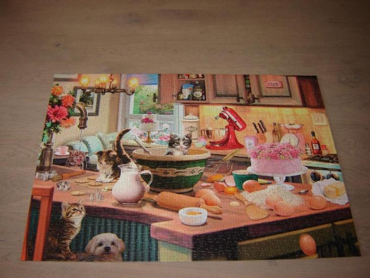 Puzzel Schmidt Steve Read AAN DE KEUKENTAFEL 1000 st., Hobby en Vrije tijd, Denksport en Puzzels, Zo goed als nieuw, Legpuzzel