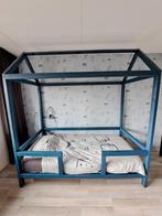 Donkerblauw 1persoons huisjesbed, Huis en Inrichting, Slaapkamer | Bedden, Blauw, 90 cm, Eenpersoons, Zo goed als nieuw