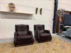 2 Natuzzi Amadeus fauteuils bruin leer Design stoel, Natuzzi, Nieuw, Ophalen of Verzenden, Leer