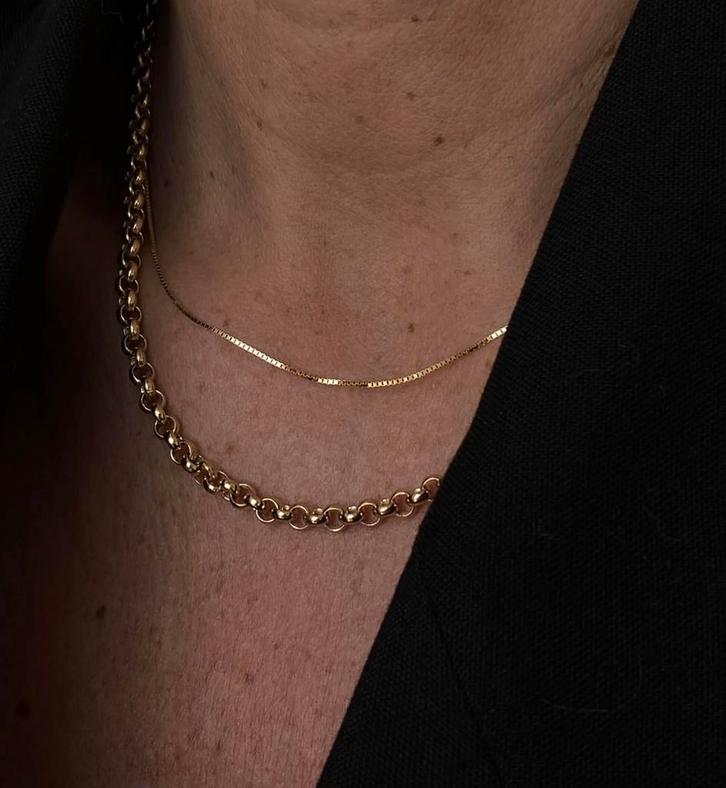 14 karaat gouden Jasseron ketting 45 cm, Sieraden, Tassen en Uiterlijk, Kettingen, Zo goed als nieuw, Goud, Ophalen of Verzenden