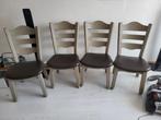 4 massief eiken eetkamerstoelen, Ophalen, Gebruikt, Zwart, Vier