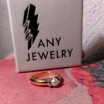 18K gold-plated ring 💍 ANY JEWELRY 💍 Wit pareltje Mt 16,5, Overige materialen, Nieuw, Ophalen of Verzenden, Kleiner dan 17