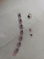 Zilveren Teka Roos Set: Klotz Armband, Ring & Oorbellen, Gebruikt, Ophalen of Verzenden, Met bedels of kralen, Zilver