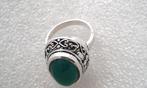 Zilveren Ring Groene Onyx, 18 tot 19, Verzenden, Nieuw, Dame of Heer