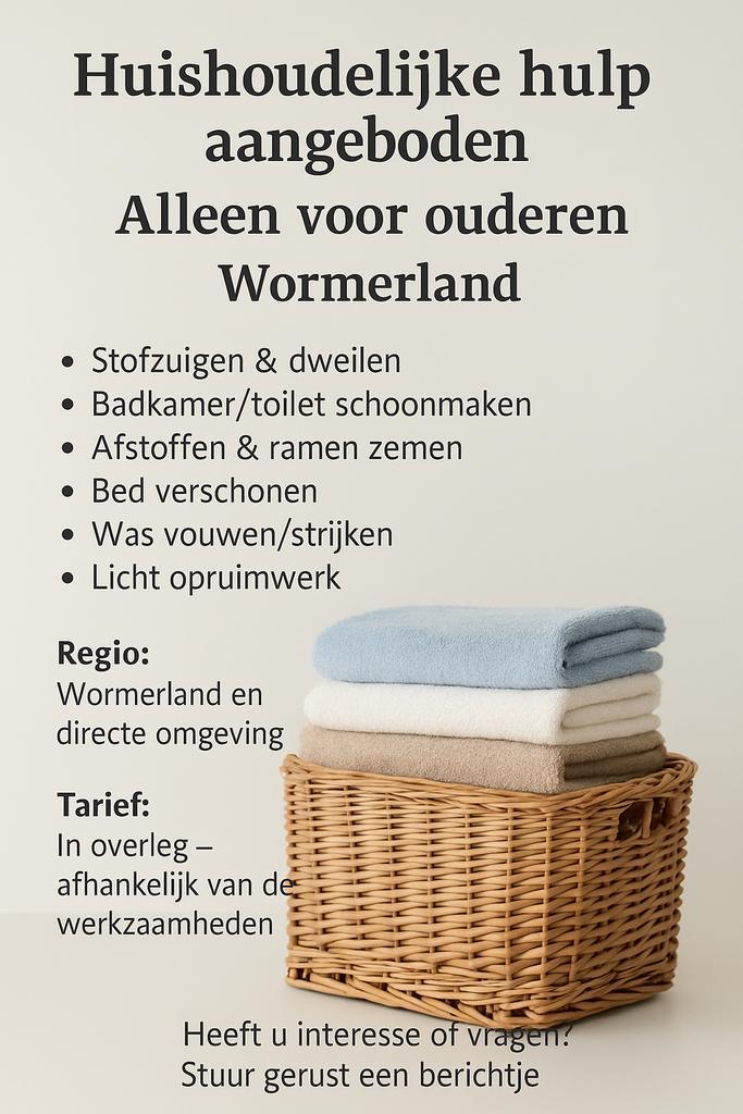 Huishoudelijke hulp aangeboden, Vacatures, Vacatures | Schoonmaak en Facilitaire diensten, Vanaf 10 jaar, Overige vormen