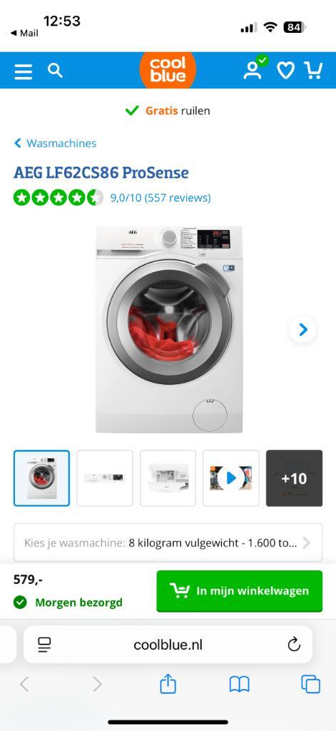 AEG LF62CS86 ProSense Wasmachine, Witgoed en Apparatuur, Wasmachines, Nieuw, 8 tot 10 kg, Ophalen