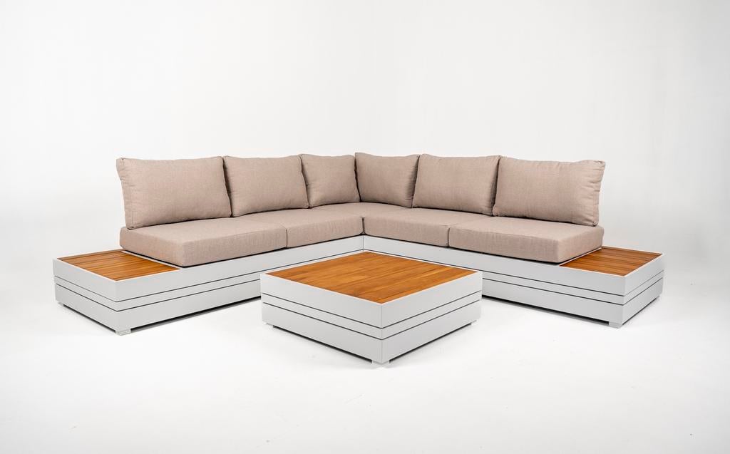 Nieuw loungebank loungeset Formentera wit teakhout van €2350, Tuin en Terras, Tuinsets en Loungesets, Nieuw, Loungeset, Teakhout