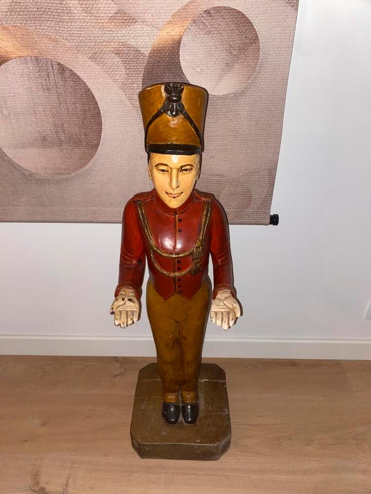 Antiek houten picolo butler ober origineel zwaar 103cm, Verzamelen, Beelden en Beeldjes, Zo goed als nieuw, Mens, Ophalen of Verzenden