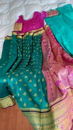 Zijden Saree met blouse en onderrok, Maat 38/40 (M), Overige typen, Overige kleuren, Nieuw