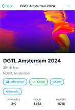 DGTL amsterdam zaterdag dagkaarten 2x 30 maart 2024, Tickets en Kaartjes, Evenementen en Festivals
