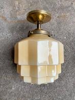 Art Deco jaren 40 plafondlamp met glazen getrapte bol