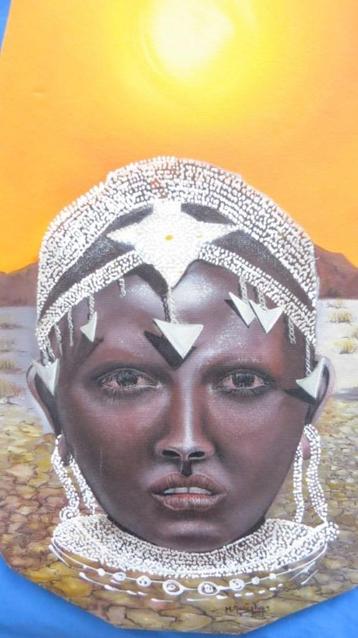 Origineel schilderij donkere vrouw beschikbaar voor biedingen