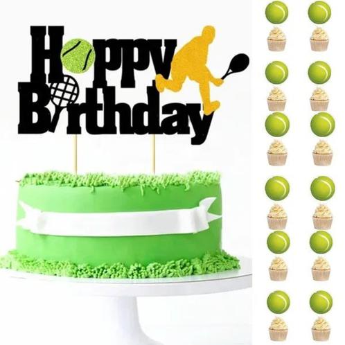 Taart en cupcake topper set Tennis, Hobby en Vrije tijd, Taarten en Cupcakes maken, Nieuw, Versiering, Taarten of Cupcakes, Ophalen of Verzenden