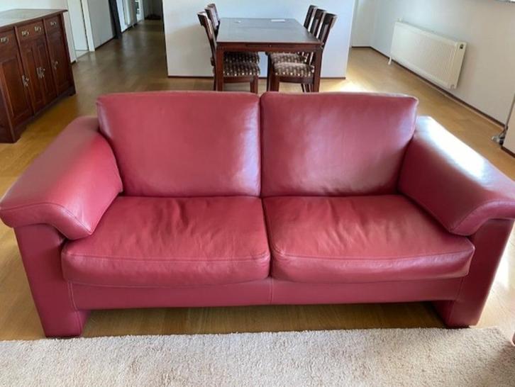 Lederen bankstel 2 + 2,5 zits, Huis en Inrichting, Banken | Bankstellen, Gebruikt, Rechte bank, Vierpersoons of meer, 200 tot 250 cm