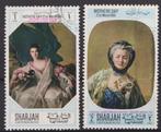 Sharjah 1968 Moederdag schilderijen 3x, Postzegels en Munten, Postzegels | Azië, Ophalen of Verzenden, Gestempeld, Midden-Oosten