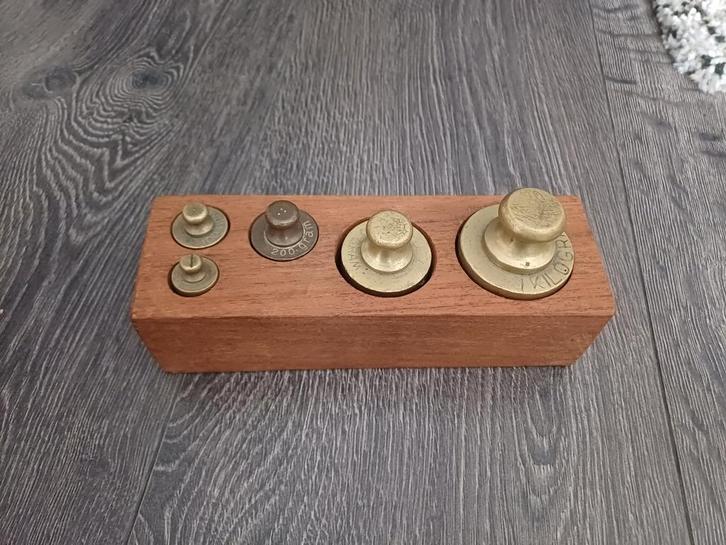Antieke Gewichten Set in Houten Doos, Antiek en Kunst, Antiek | Koper en Brons, Ophalen of Verzenden