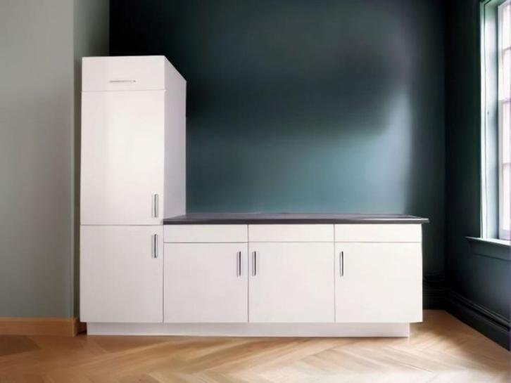 Outlet Keuken 240 cm  – Duitse kwaliteit –  met koelkast, Huis en Inrichting, Keuken | Complete keukens, Nieuw, Enkelwandige keuken