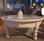 Salontafel, rond, wit geschilderd grenen met 4 laatjes, Huis en Inrichting, Ophalen, Gebruikt, 50 tot 100 cm, Minder dan 50 cm