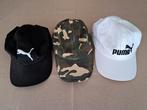 3 caps petten. 2x Puma zwart en wit. 1x Camouflage., Kleding | Heren, Hoeden en Petten, Ophalen, Puma, One size fits all, Pet