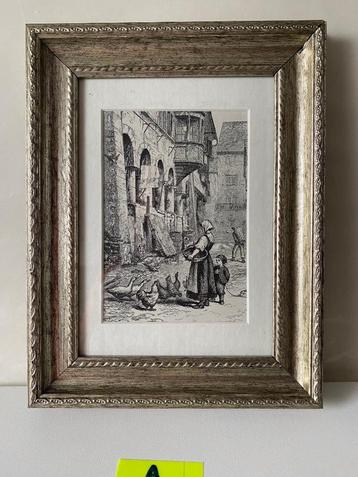 Ingelijste gravures : A + B beschikbaar voor biedingen