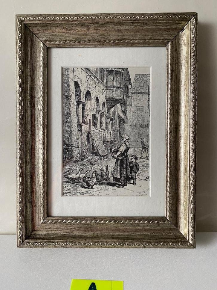 Ingelijste gravures : A + B, Antiek en Kunst, Kunst | Etsen en Gravures, Ophalen of Verzenden