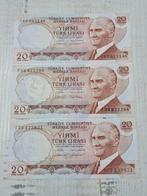 Turkij 20 Lira Biljetten (3 stuks) UNC, Postzegels en Munten, Bankbiljetten | Europa | Niet-Eurobiljetten, Ophalen of Verzenden