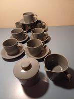 7 kop en schotels Arabia teema grijs, Gebruikt, Ophalen of Verzenden, Overige stijlen, Kop(pen) en/of Schotel(s)