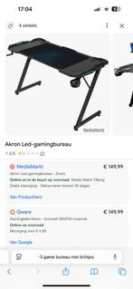 Led-gamingbureau mediamarkt, Ophalen of Verzenden, In hoogte verstelbaar, Zo goed als nieuw, Bureau