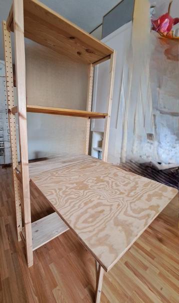 Grenen houten Stellingkast Ivar met tafelblad