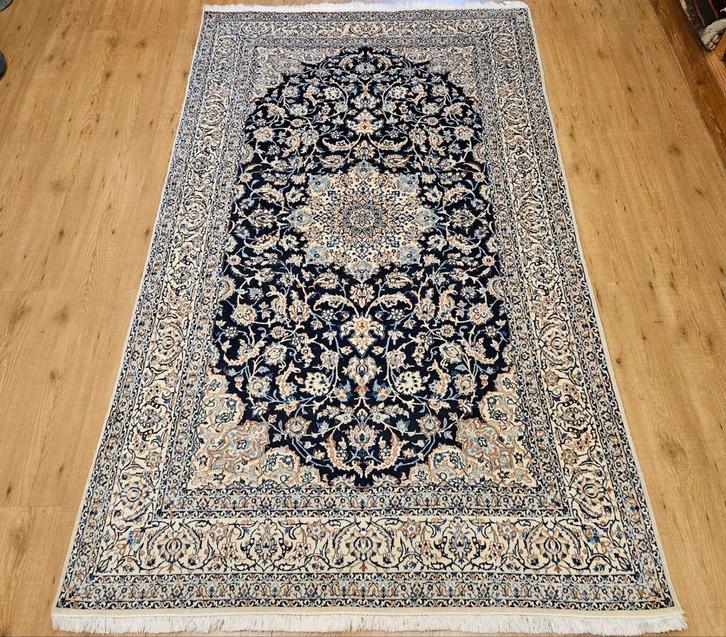 Vintage handgeknoopt perzisch tapijt nain 6la 205x147, Huis en Inrichting, Stoffering | Tapijten en Kleden, Gebruikt, 100 tot 150 cm