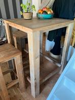 Houten hoge tafel met 3 krukken, Huis en Inrichting, Ophalen, Gebruikt