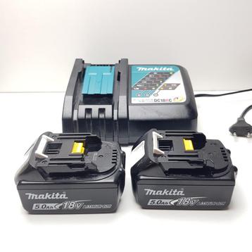 🔋 Makita Starterset – 2x BL1850B 18V 5,0Ah Accu + DC18R beschikbaar voor biedingen