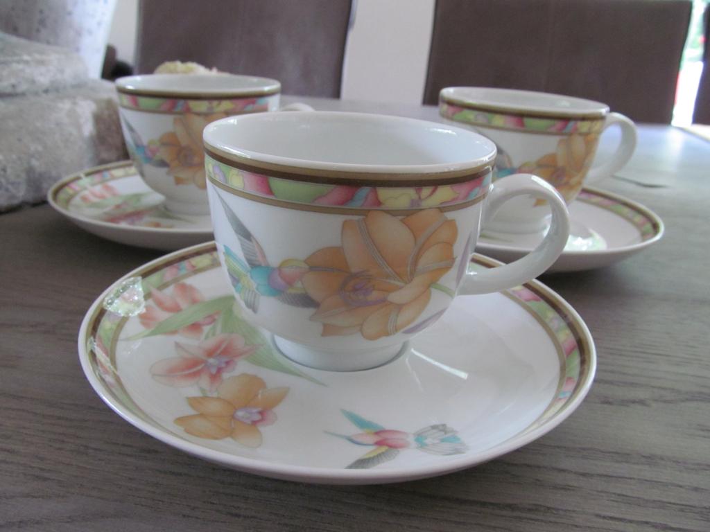 3 Hutschenreuther Galleria Colibri Leonard Kop en Schotels, Keramiek, Ophalen of Verzenden, Zo goed als nieuw, Overige stijlen