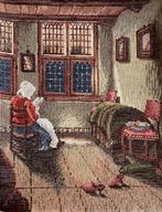 Borduurwerk, zijde, gobelin, de Hoogh, woonkamer, vintage, Hobby en Vrije tijd, Borduren en Borduurmachines, Ophalen, Gebruikt