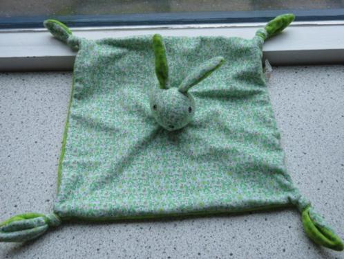 Knuffeldoek konijn groen gebloemd velours Pauline Oud, Kinderen en Baby's, Speelgoed | Knuffels en Pluche, Zo goed als nieuw, Konijn