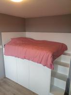 Tweepersoons half-hoogslaper met volledige kast eronder, Huis en Inrichting, Ophalen, Wit, Tweepersoons, 140 cm
