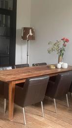 6 lederen eetkamerstoelen, Ophalen, Leer, Zo goed als nieuw, Modern