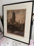 Ets van de grote Kerk Dordrecht, Antiek en Kunst, Kunst | Etsen en Gravures, Ophalen