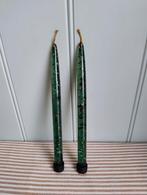 Prachtig! 2x kaars donkergroen goud lucite, Ophalen of Verzenden, Zo goed als nieuw, Overige materialen, Minder dan 25 cm