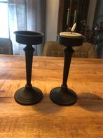 2 zwarte gietijzeren kandelaren, Ophalen, Metaal, Minder dan 25 cm
