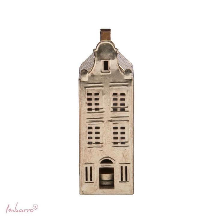 Goudkleurig metalen huisje als waxinelichthouder leuk cadeau, Huis en Inrichting, Woonaccessoires | Kandelaars en Kaarsen, Nieuw